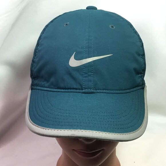 Nike Hat Cap Strap Back Teal Dri-FIT Featherlight Running Athletic Unisex - Picture 1 of 7